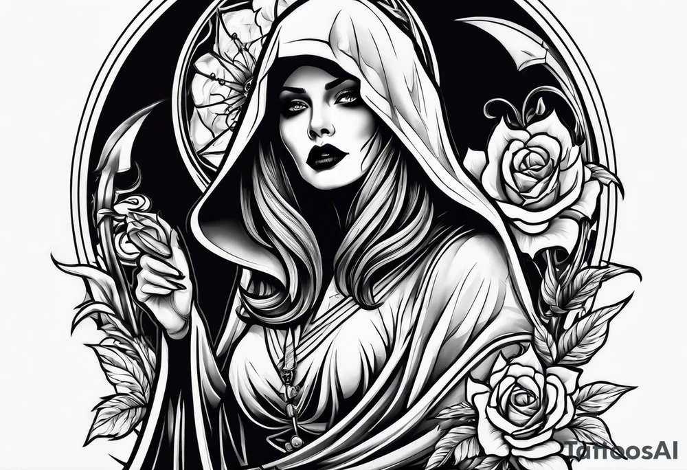 lady grim reaper tattoo idea