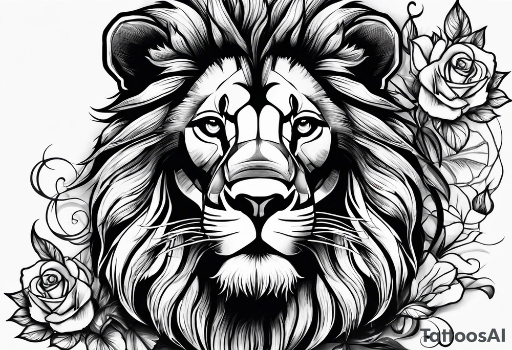 A lion drinking whiskey tattoo idea