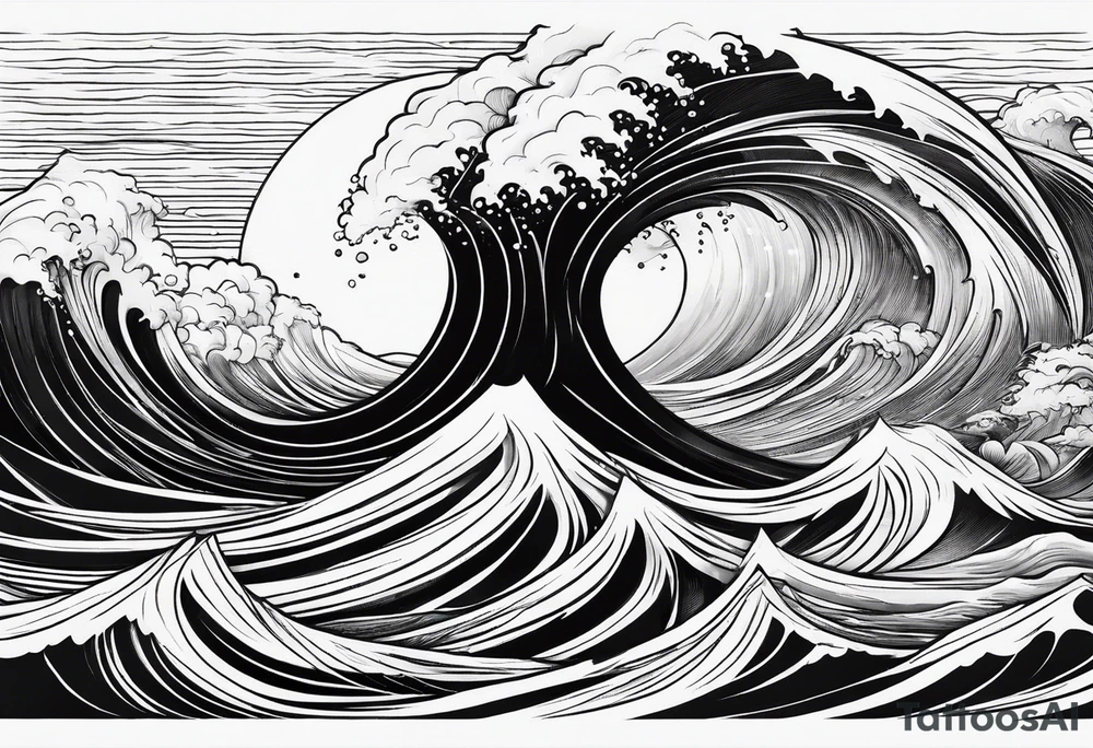 waves in a minimalist form tattoo idea
