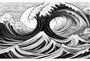 waves in a minimalist form tattoo idea