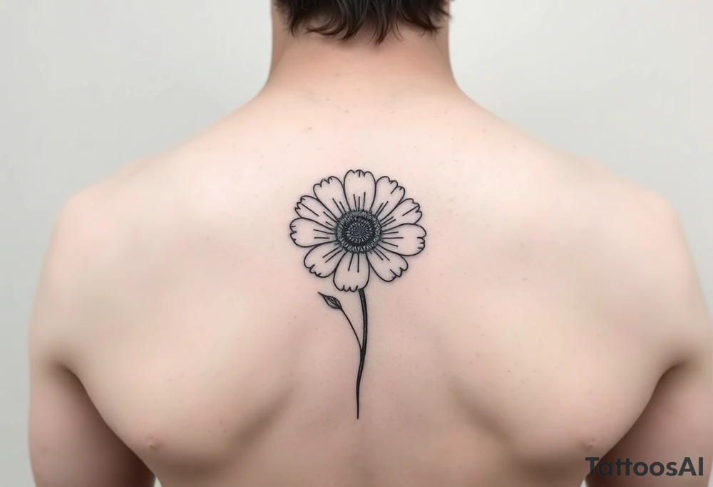 Minimalists marigold flower with g tattoo idea