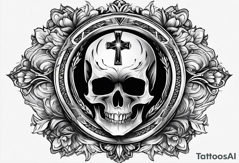 Cross with a skull in the middle tattoo idea