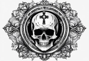 Cross with a skull in the middle tattoo idea