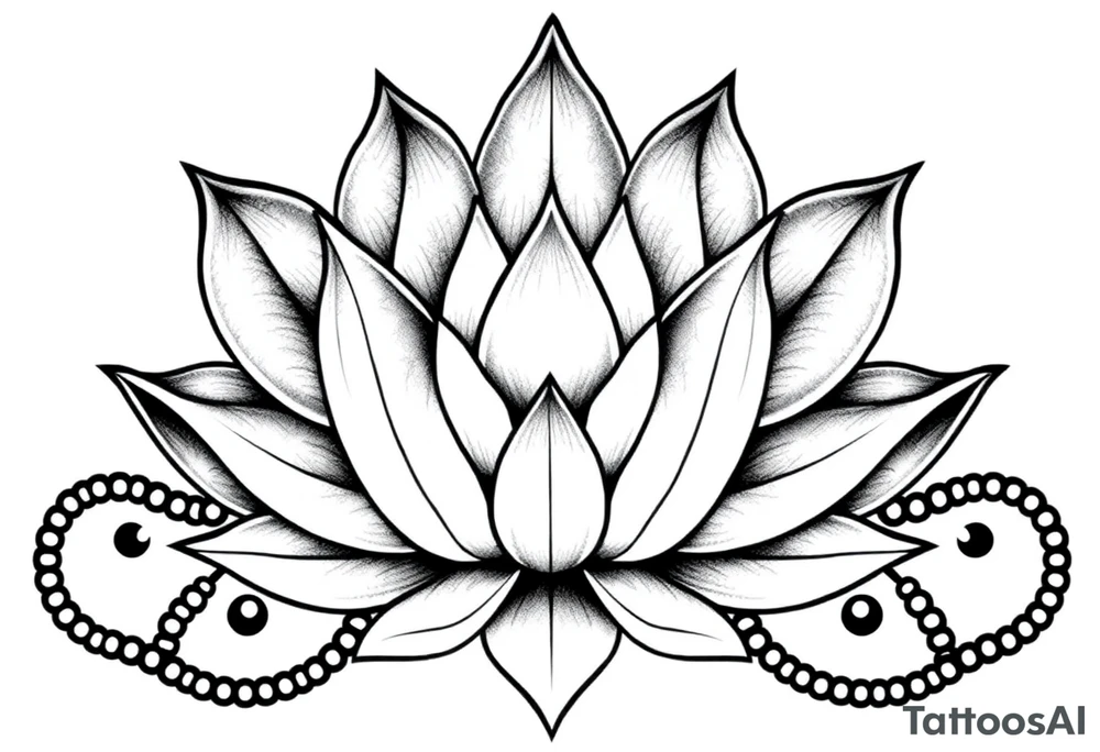 Lotus flower with dotwork chains tattoo idea