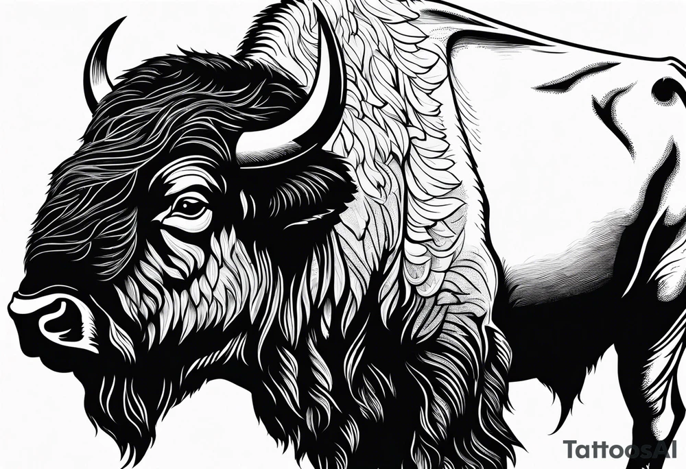 fine line bison outline - white background, clean background, no skin tattoo idea fine line bison outline - white background, clean background, no skin tattoo idea