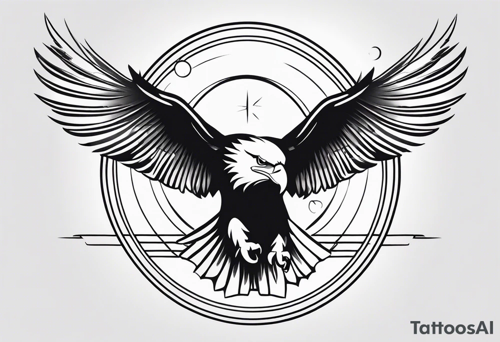 an eagle and a sun tattoo idea