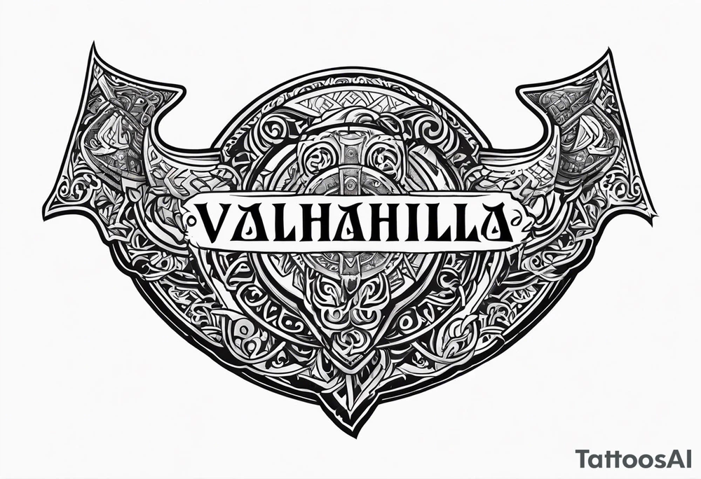Valhalla round shield 
 axe berserker tattoo idea