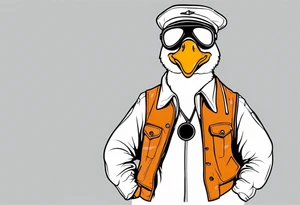 A silly goose dressed as an aviator tattoo idea