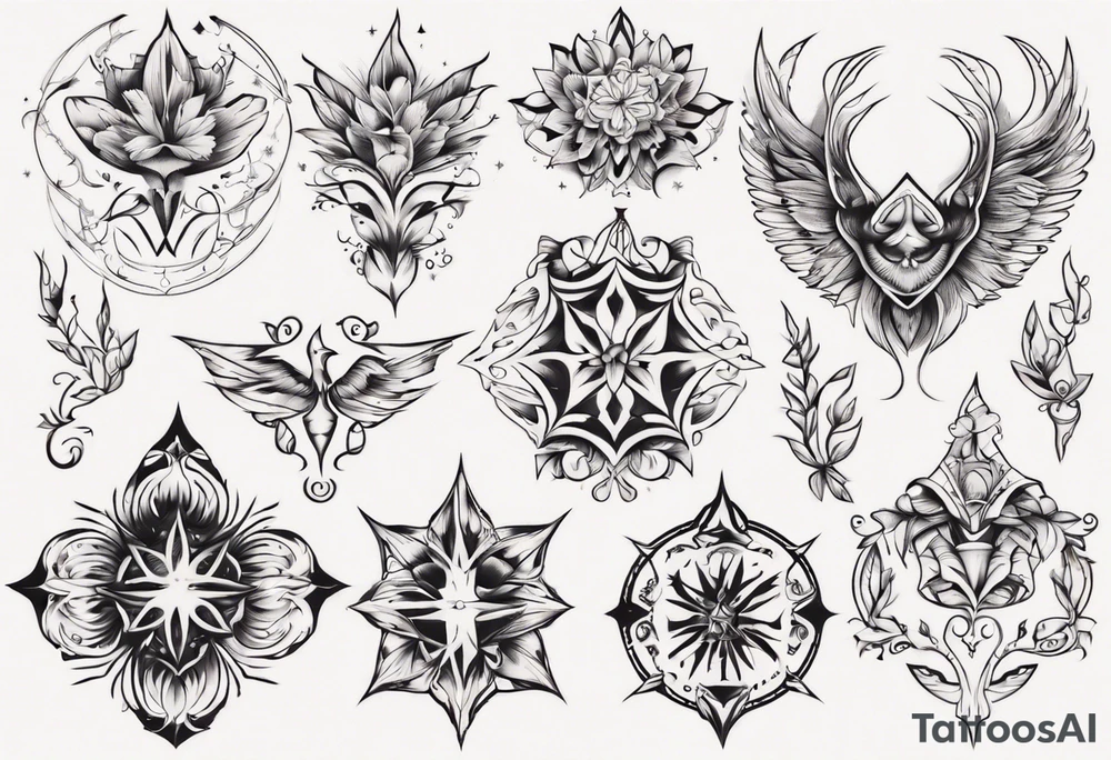 Minimalist Ornemental delicate tattoo idea