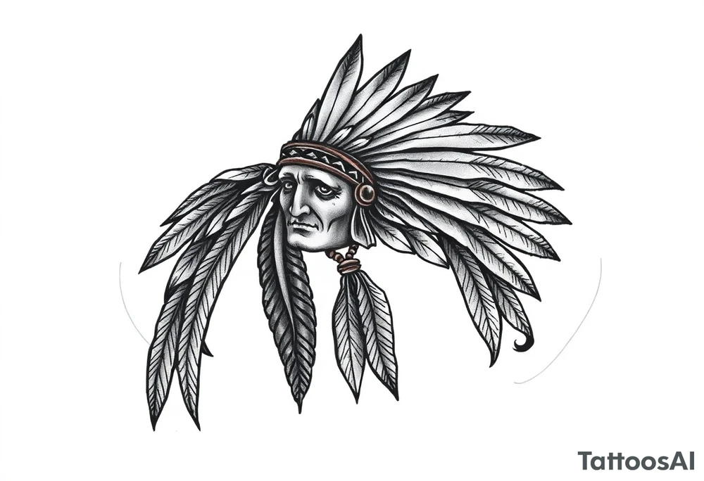 Native American chest in full color male left peck tattoo idea
