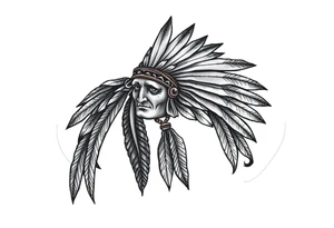 Native American chest in full color male left peck tattoo idea