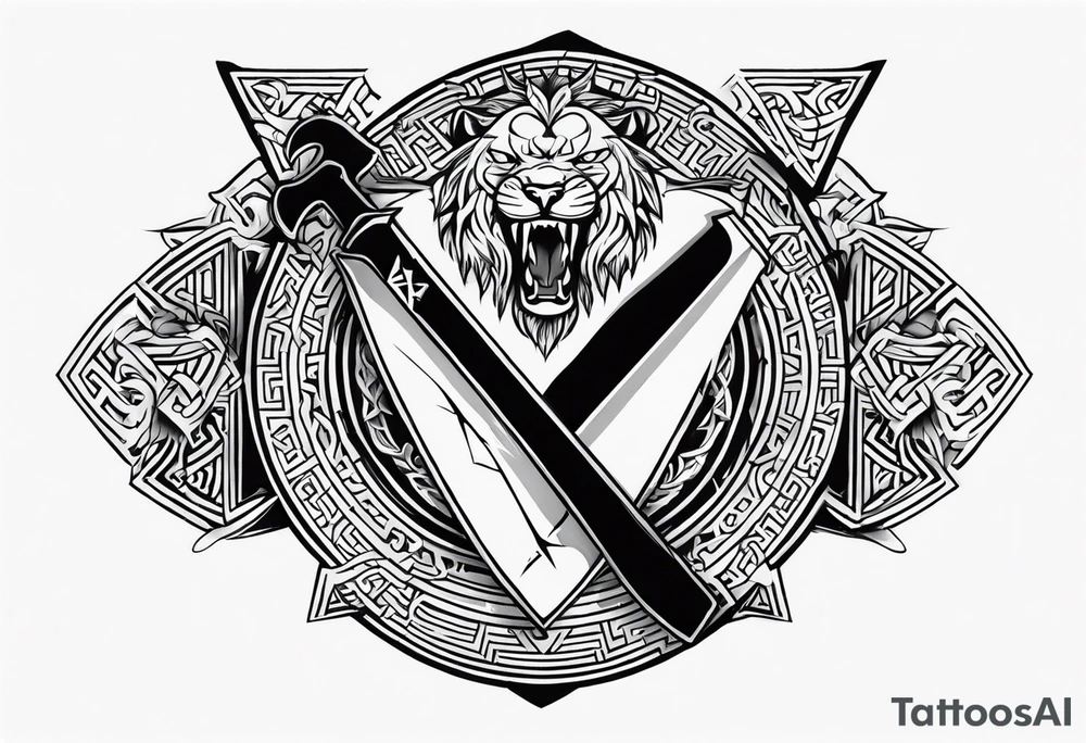 Valhalla  sword shield axe Valknut  dragon lion tattoo idea