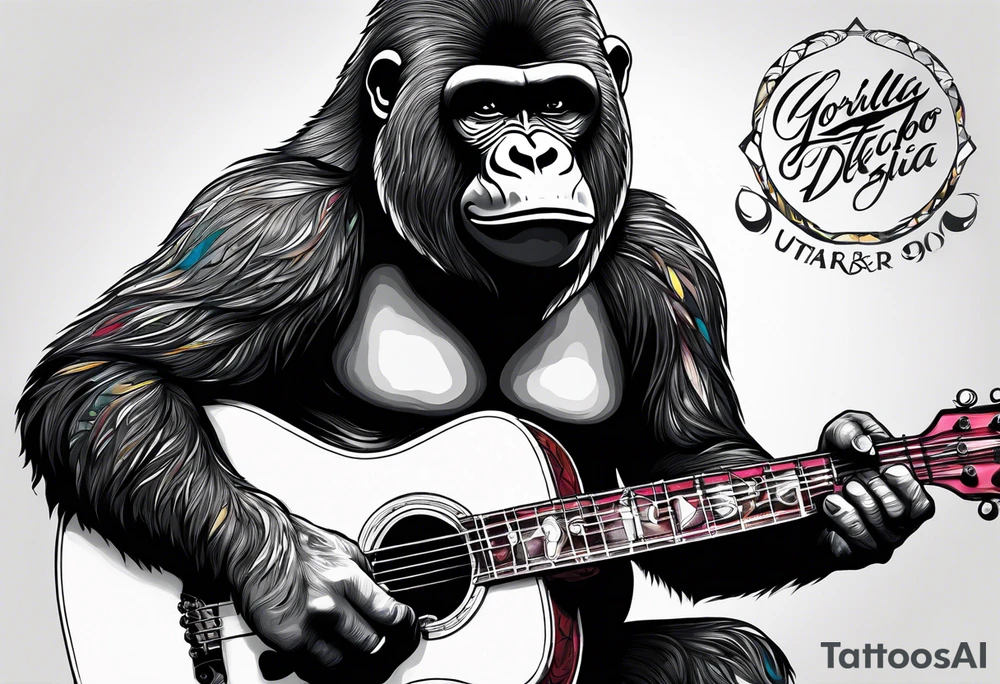 gorila tocando guitarra tattoo idea