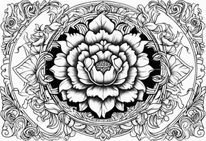 Carnation with sun and moon background tattoo idea
