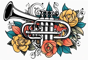 trumpets

vintage tattoo style old school traditional bold color simple with flowers surrounded tattoo idea