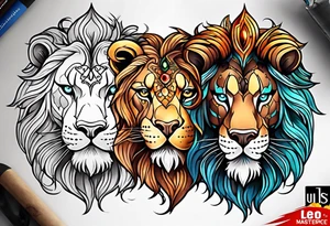 Leo zodiac sign couple tattoo idea