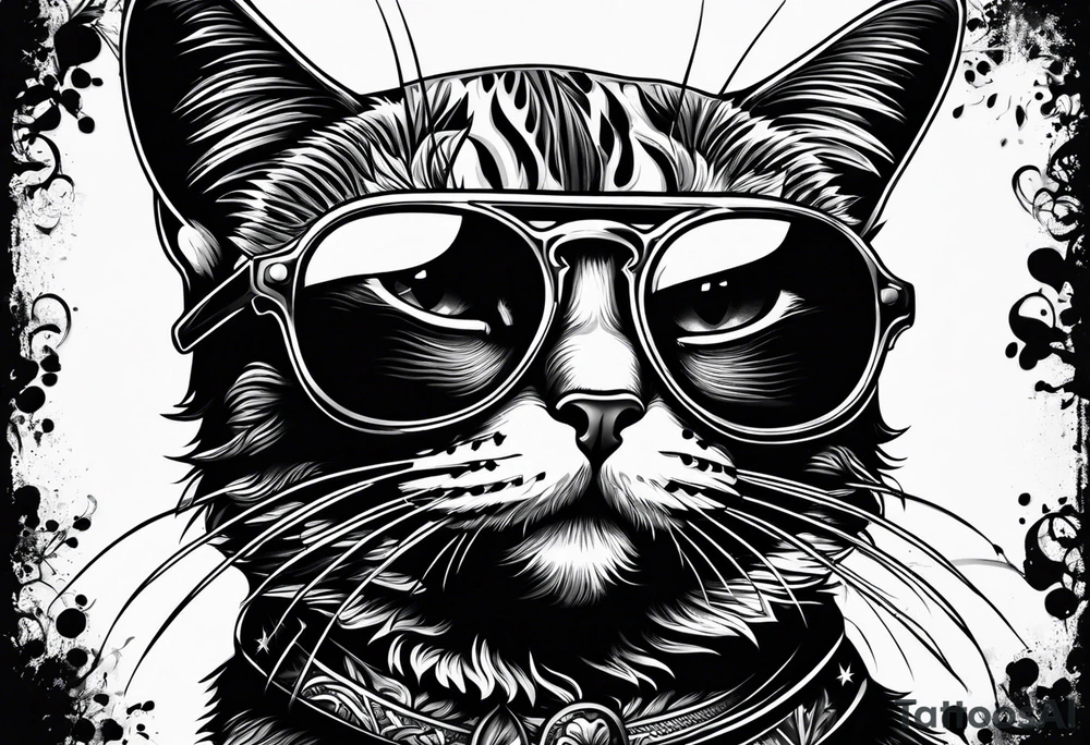 cat sunglasses tattoo idea
