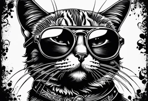cat sunglasses tattoo idea