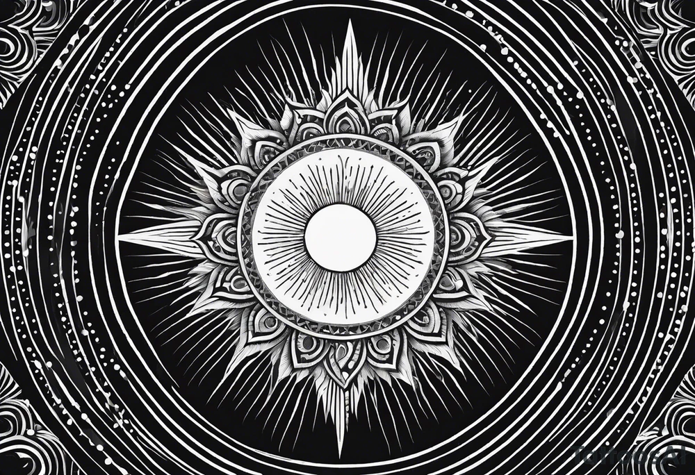 simple sunshine shape made of dots, looks like sun's rays are radiating from centre tattoo idea