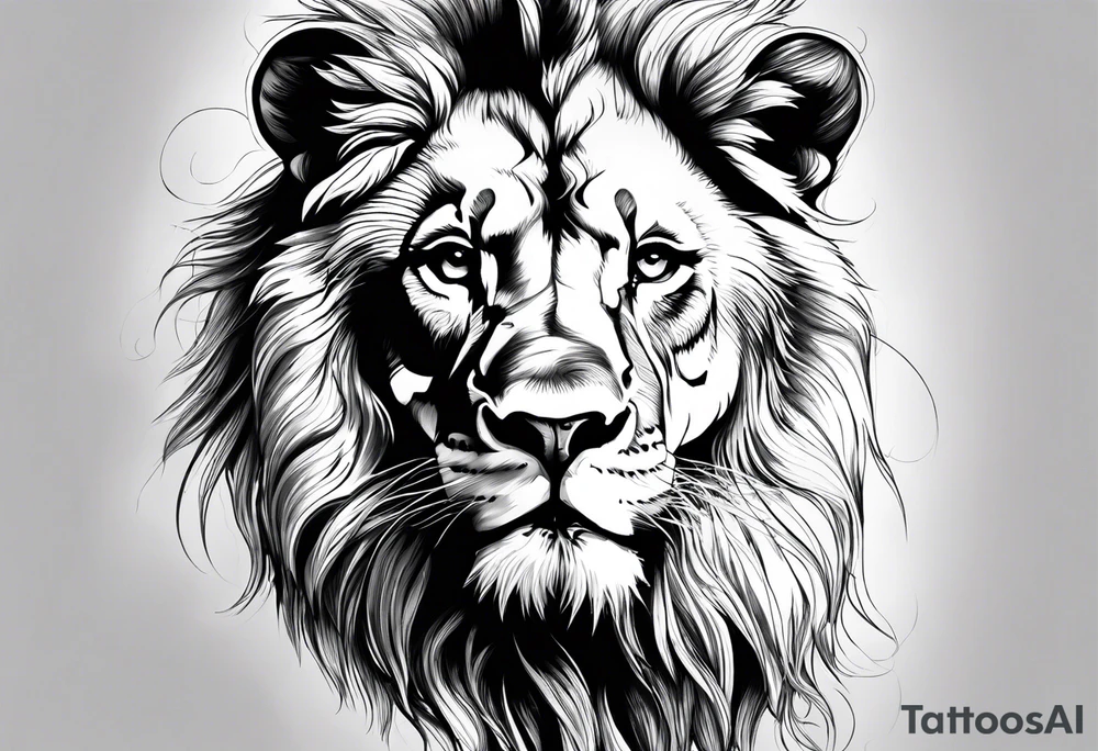 powerful majestic lion, close-up tattoo idea