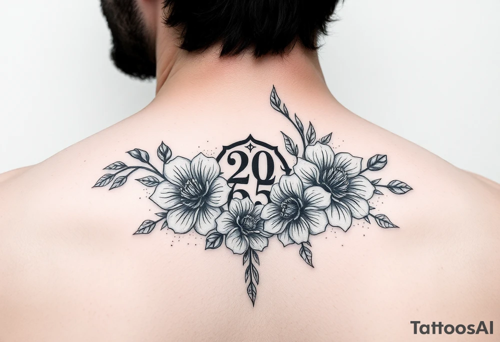 Pretty flowers with 8/20/65 included and leo sign tattoo idea