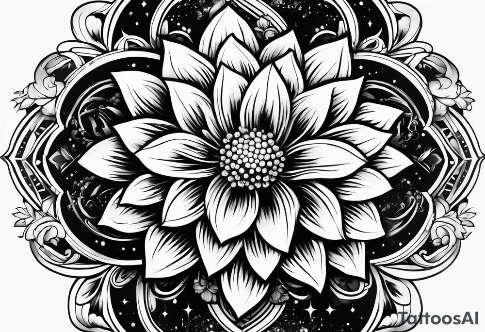 a flower within a galaxy tattoo idea