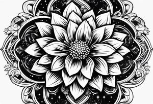 a flower within a galaxy tattoo idea