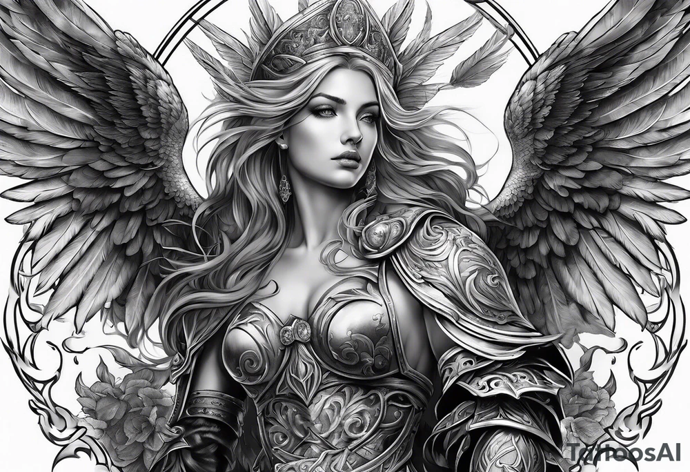 Angelic battle tattoo idea
