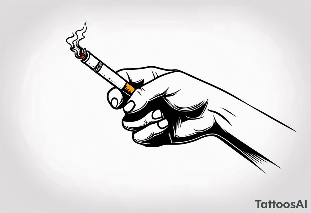 hand holding cigarette tattoo idea