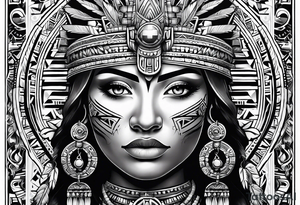 Aztec portrait tattoo idea