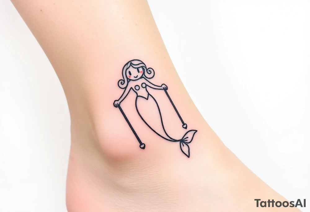 Mermaid with crutches tattoo idea