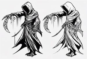 side view, hooded reaper upper body, no skull tattoo idea