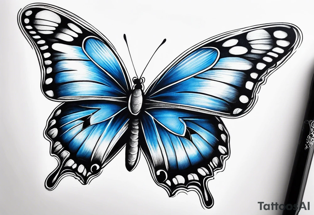Blue butterfly tattoo idea