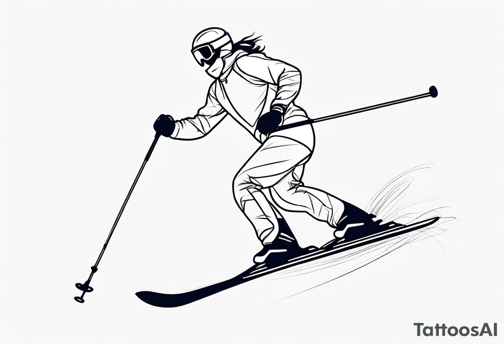 Skier in motion, single line tattoo idea
