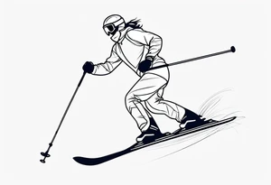 Skier in motion, single line tattoo idea