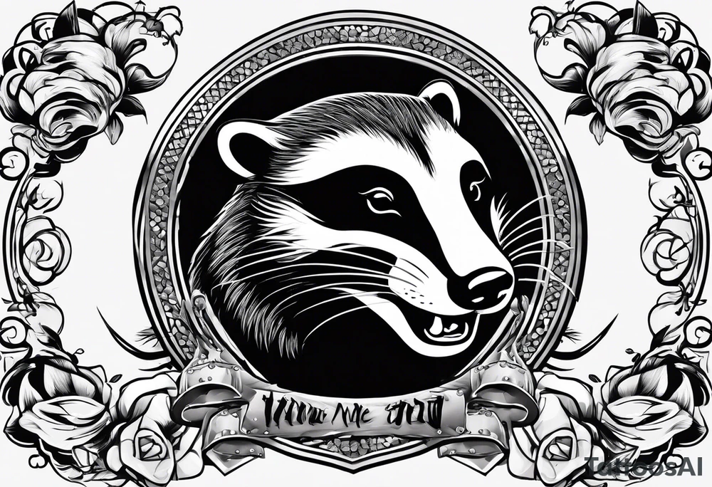 Draw me badger with aggressive full body show, killer face with cute smile, very long nails and he attacks like a Turkish gladiator to enemy and also he has very deadly looking. The only weapon is his braveness he fights with his nails. tattoo idea