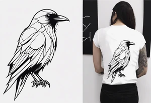 outline of a tall Raven tattoo idea