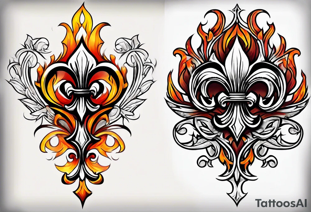 Fleur de lys celtique en flamme tattoo idea