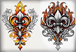 Fleur de lys celtique en flamme tattoo idea
