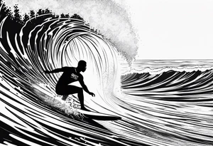Black man surfing tattoo idea