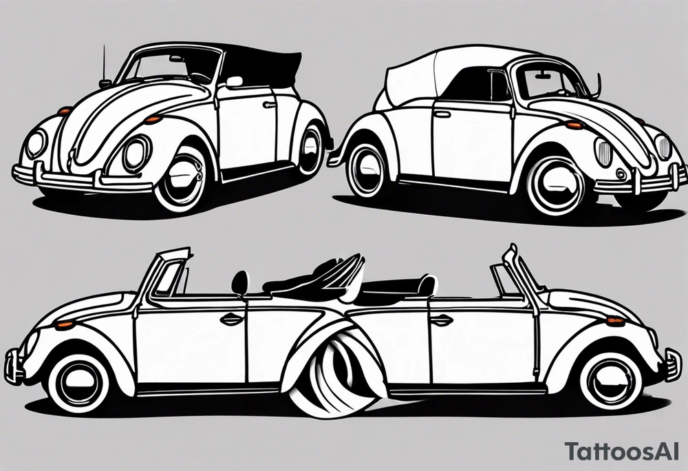 VW bug convertible, side profile, top down tattoo idea