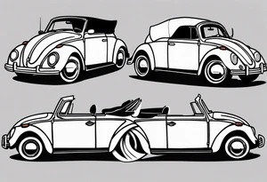 VW bug convertible, side profile, top down tattoo idea