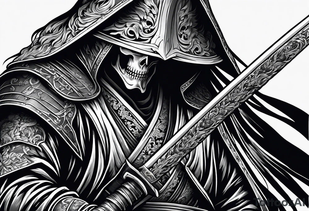 katana with grim reaper tattoo idea