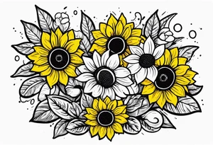 stamp  and sunflowers inside tattoo idea
