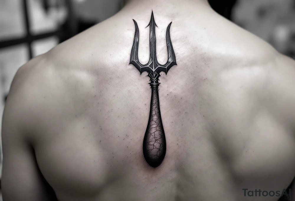 trident with large penis tattoo idea