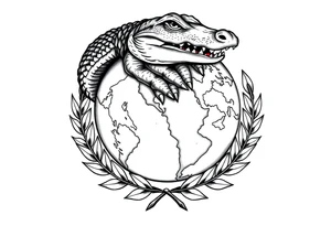 can you create a globe with laurel wreaths on the bottom and a gator above the glove tattoo idea