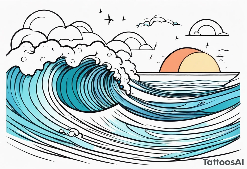 Waves and beach tattoo idea