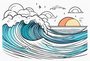 Waves and beach tattoo idea