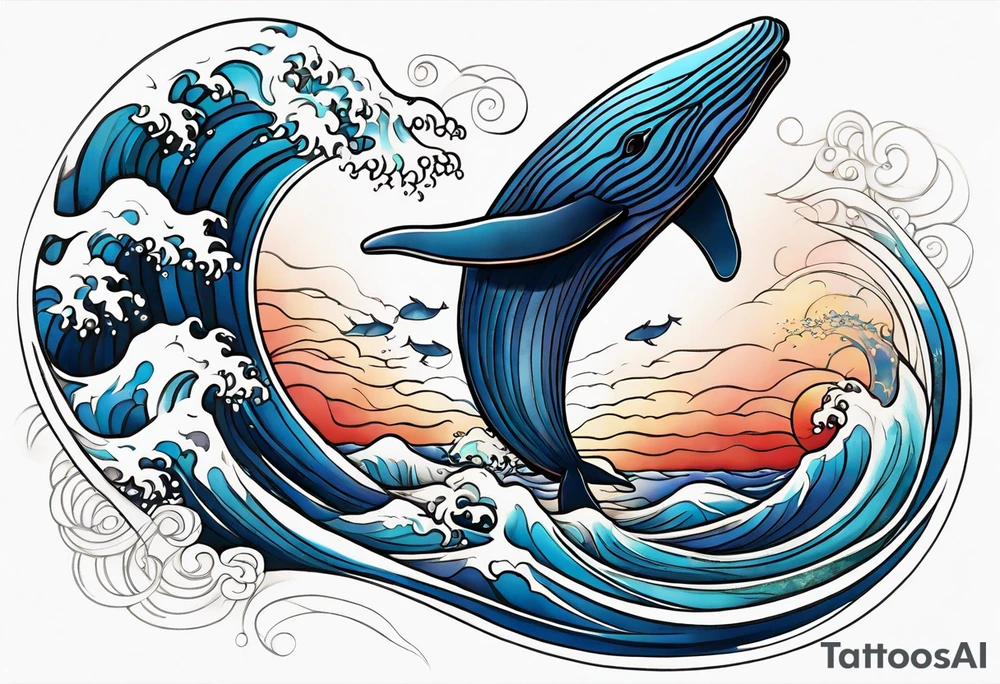 Whale ascending towards light tattoo idea