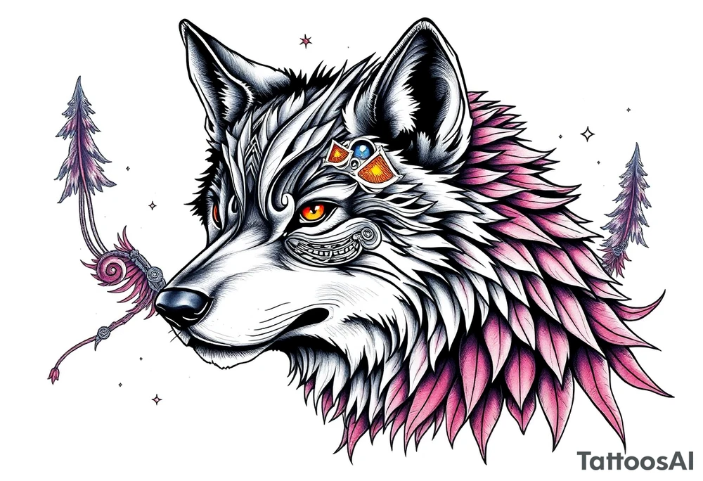 Nordic wolf tattoo idea